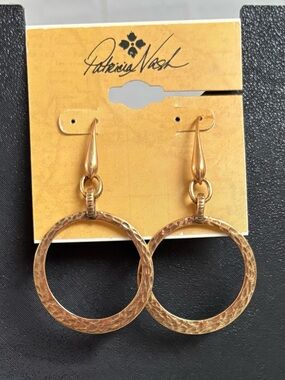 Patricia Nash Hammered Hoop Drop Earrings